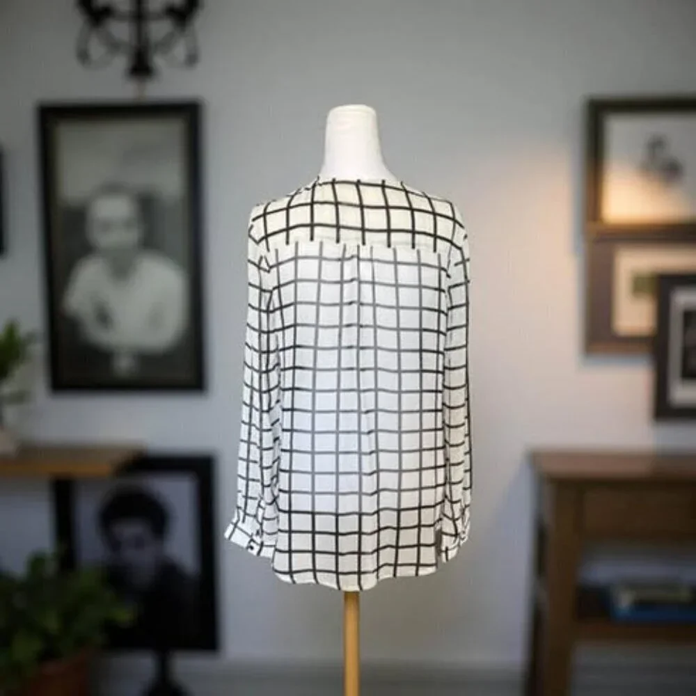 SHEER CHECKERED BLOUSE